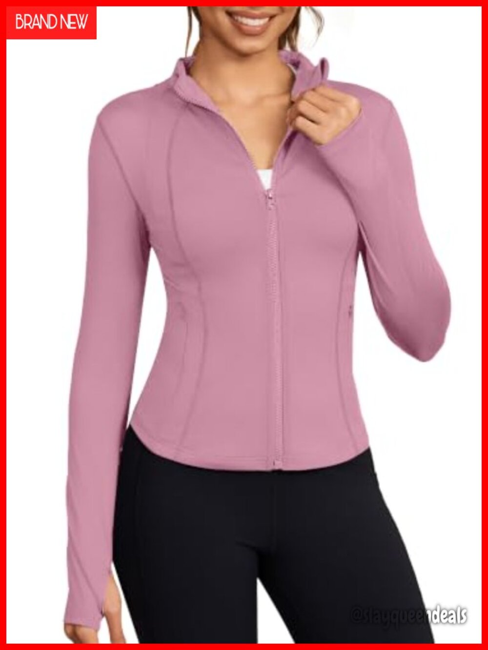 Women's Workout Jacket Zip Up Cropped Thumb Hole Running Jacket